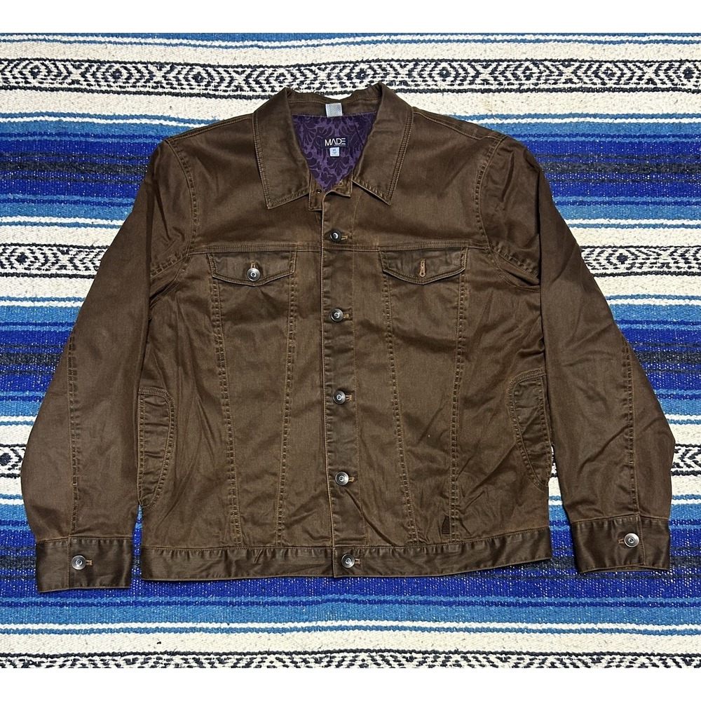 MADE Cam Newton Mens Size XL Brown  Jacket Lined Button Front